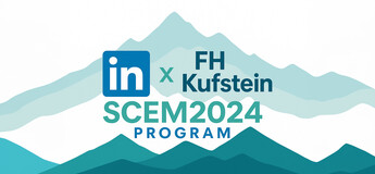 gemalte Berge mit Schriftzug und Logo von LinkedIn