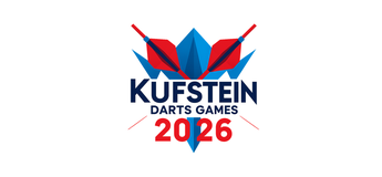Zwei überkreuzte Dartpfeile mit einem blau, weißem Hintergrund. 