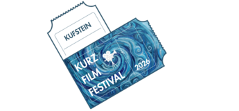 Überkreuzte Kinotickets mit blau, weißem Design