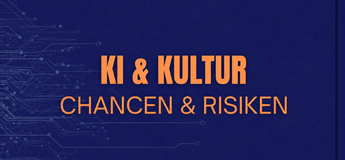 Blauer Hintergrund mit orangenem Schriftzug