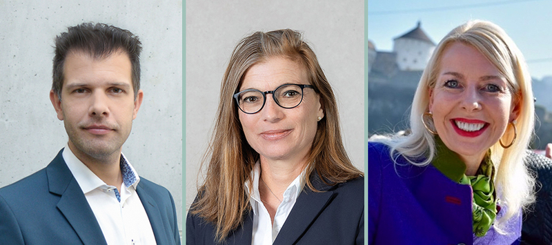 Kollage Speaker:innen Kongress Resilienter Tourismus von links nach recht: Prof. (FH) DDr. Mario Situm, MBA, Prof. (FH) Dr. Claudia Van der Vorst und Barbara Schwaighofer 
