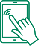 Grafik eines Fingers der einen Touchscreen berührt.