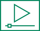 Simplistische Grafik eines Videoplayers.