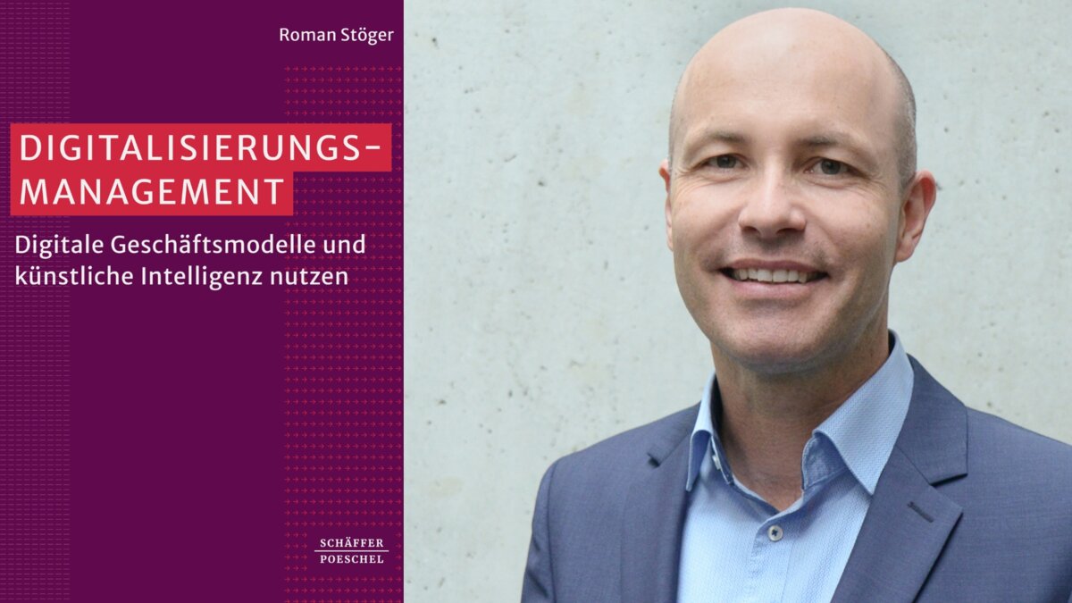Buchcover des neuen Buches von Roman Stöger und ein Porträtfoto von Roman Stöger. 